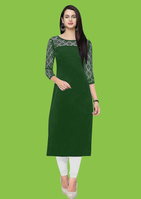 Maheshvi Women Self Design Straight Kurta(Green)