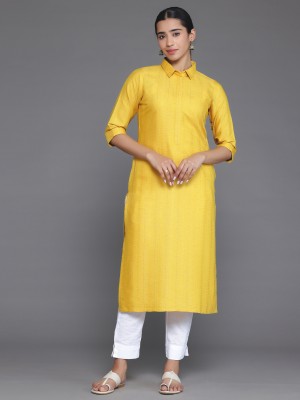 LIBAS Women Solid Straight Kurta(Yellow)