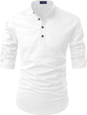 ETHNICSUTRA Men Solid Straight Kurta(White)