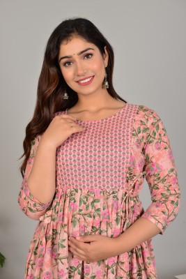 Murli Kurti Flared/A-line Gown(Pink, Green)