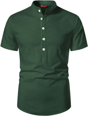 Yugnik Men Solid A-line Kurta(Green)