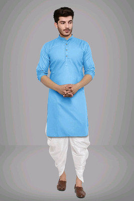 Metro Traders Men Solid Straight Kurta(Light Blue)