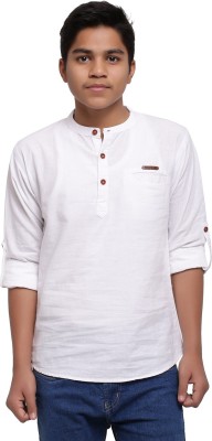 JABAMA Boys Solid Straight Kurta(White)