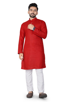 DHASU TRENDZ Men Solid Straight Kurta(Red)