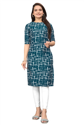 RANGRASIYA CORPORATION Women Printed Straight Kurta(Light Blue)