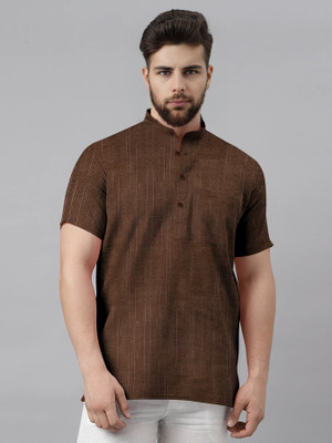 FAAZ Men Solid A-line Kurta(Brown)