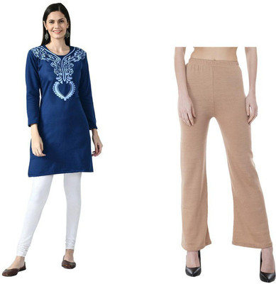 Indeweaves Women Self Design A-line Kurta(Multicolor)