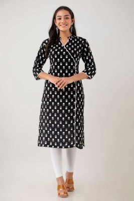 Mannprem Creation Women Printed A-line Kurta(Black)