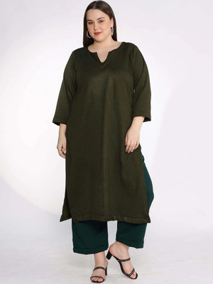 LetsDressUp Women Solid A-line Kurta(Dark Green)