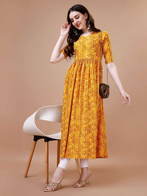 AMORE CREATION Women Geometric Print Ethnic Dress Kurta(Multicolor)