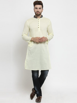 Moda Rapido Men Solid Straight Kurta(Yellow)