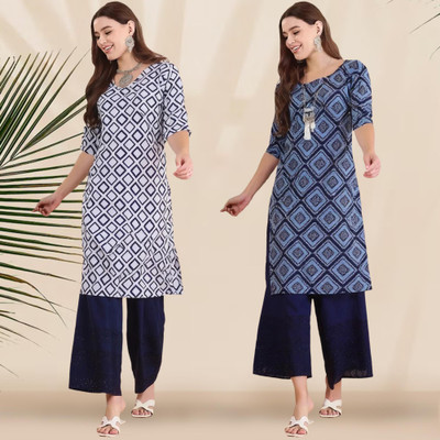 EthnicBasket Women Printed Straight Kurta(Multicolor)