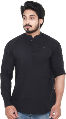 Twist99 Men Solid Straight Kurta(Black)