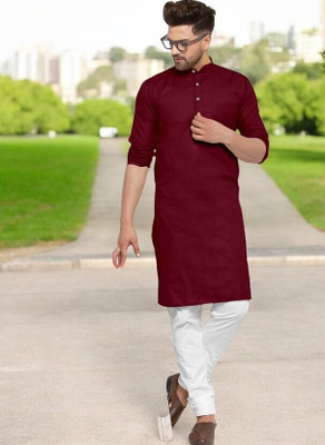 Rashmi Genz Men Solid Straight Kurta(Maroon)