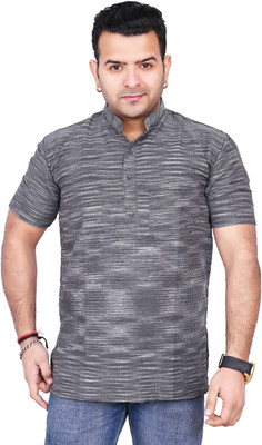 AFC Men Self Design Straight Kurta(Grey)