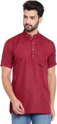 JEXI Men Solid Straight Kurta(Red)