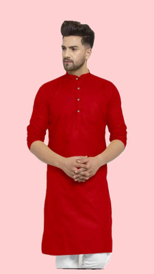 VINAARI Men Solid A-line Kurta(Red)