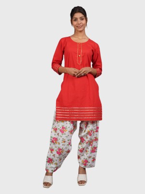 MyTrendzs Women Solid Straight Kurta(Red)