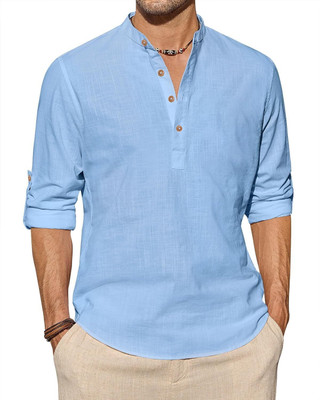 VIMASUTI Men Solid Straight Kurta(Light Blue)