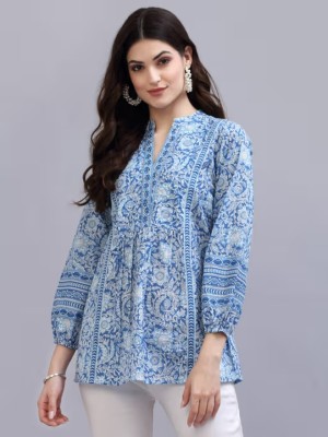 KIDPORIUM Women Printed Straight Kurta(Blue)