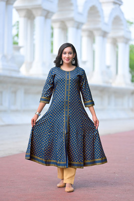 Yash Gallery Women Printed A-line Kurta(Maroon)