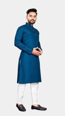 VINAARI Men Solid A-line Kurta(Blue)