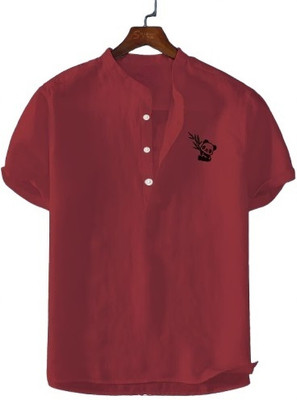 COSLETIC Men Printed Straight Kurta(Maroon)