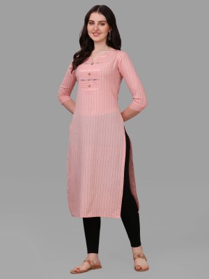 Gattu Enterprise Women Printed Straight Kurta(Pink)