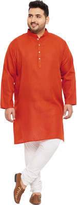 bigbanana Men Solid Straight Kurta(Orange)