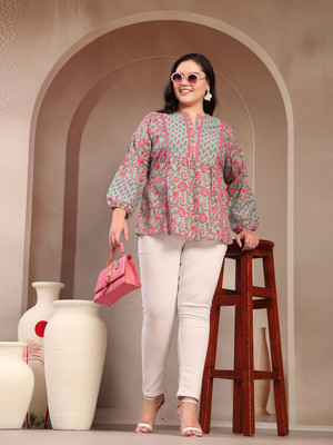 Stylum Women Floral Print, Printed Straight Kurta(Light Blue)