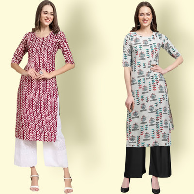 HouseOfCommon Women Printed Straight Kurta(Multicolor)