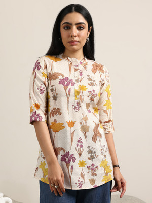 LIBAS Women Printed Straight Kurta(Beige)
