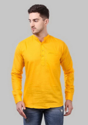 Matronaut Men Solid Straight Kurta(Yellow)
