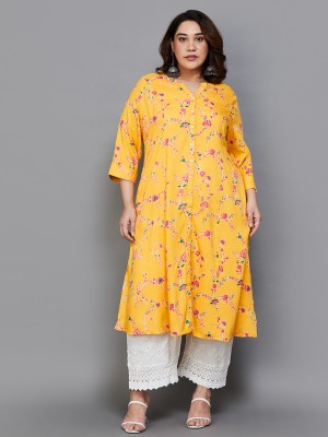 Moiree by Lifestyle Women Printed A-line Kurta(Yellow)