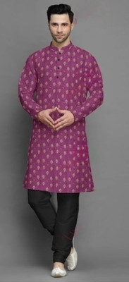 PRIDE SALES Men Floral Print Ethnic Dress Kurta(Maroon, Gold)