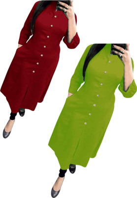 Maa Meladi Creation Women Solid A-line Kurta(Multicolor)