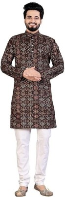 RADHA KRISHNA Men Printed Straight Kurta(Multicolor)