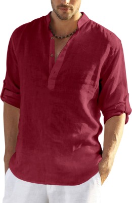 ROYAL SCOUT Men Solid Straight Kurta(Maroon)