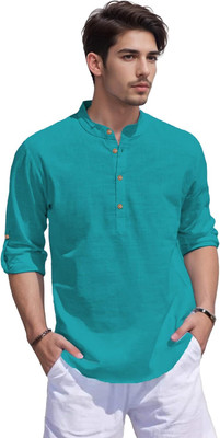 Yugnik Men Solid Straight Kurta(Brown)