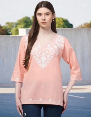 AKSHA CREATION Women Embroidered Straight Kurta(Pink)