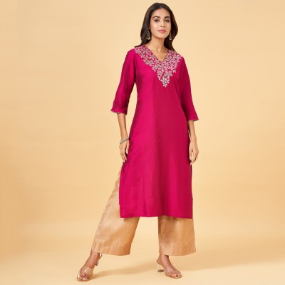 Rangmanch by Pantaloons Women Printed A-line Kurta(Pink)