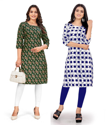PAYAL POLYESTER Women Printed Straight Kurta(Multicolor)