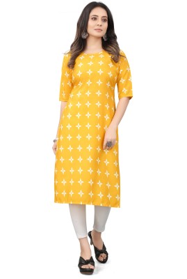 Sedum Sestri Women Printed A-line Kurta(Yellow)