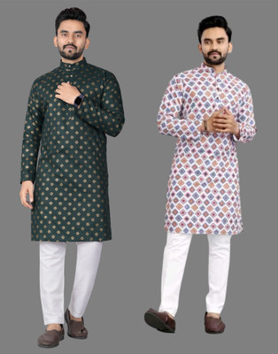 DHASU TRENDZ Men Printed Straight Kurta(Multicolor)