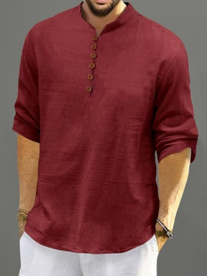 clothingveda Men Solid Straight Kurta(Maroon)