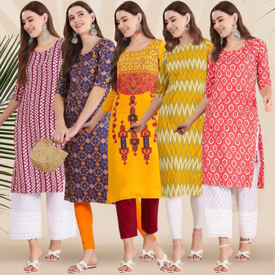 1 Stop Fashion Women Printed A-line Kurta(Multicolor)