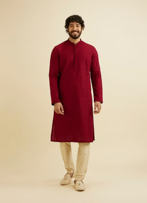 Ladies Haat Men Embroidered Ethnic Dress Kurta(Maroon)
