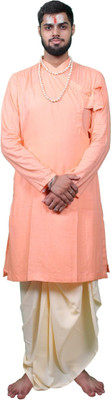 DHANIYA Men Solid Anarkali Kurta(Orange)