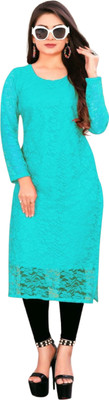 NISHU FASHION MART Women Embroidered Straight Kurta(Blue)