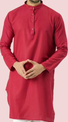 JODIDAR Men Solid Straight Kurta(Red)
